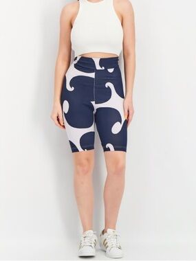 New Adidas Marimekko Shorts Size M Navy Purple Women’s Biker Bermuda Collab